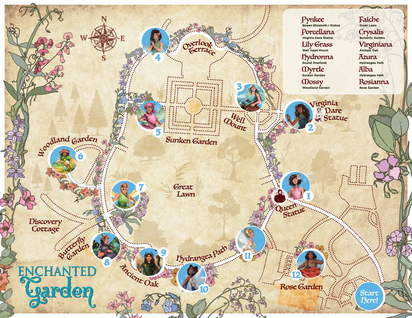 Elizabeth Gardens fairy map